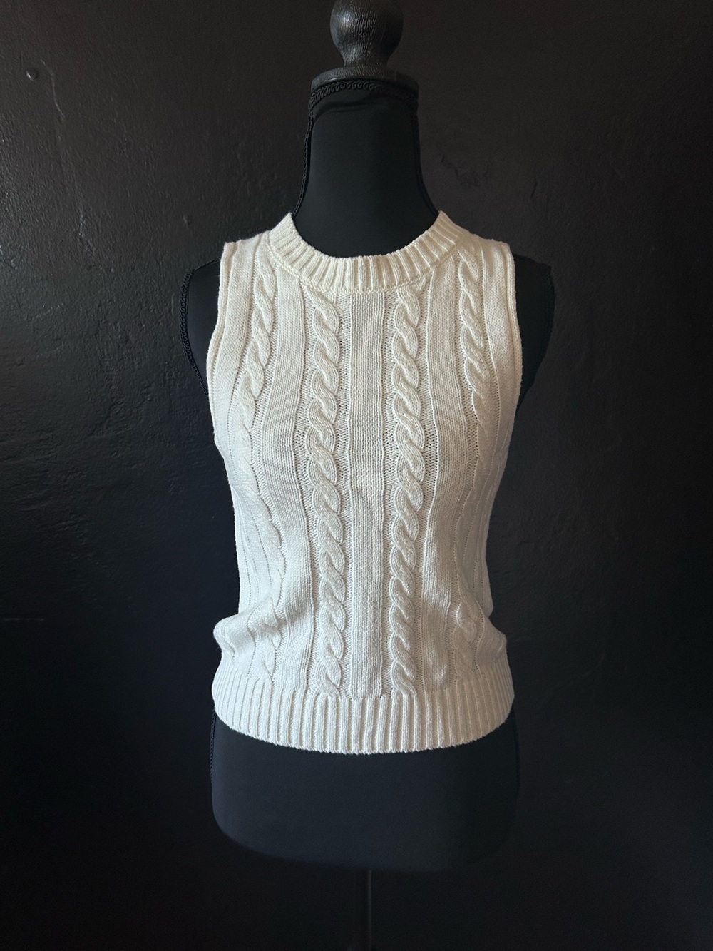 Cream Cable-Knit Sweater Vest